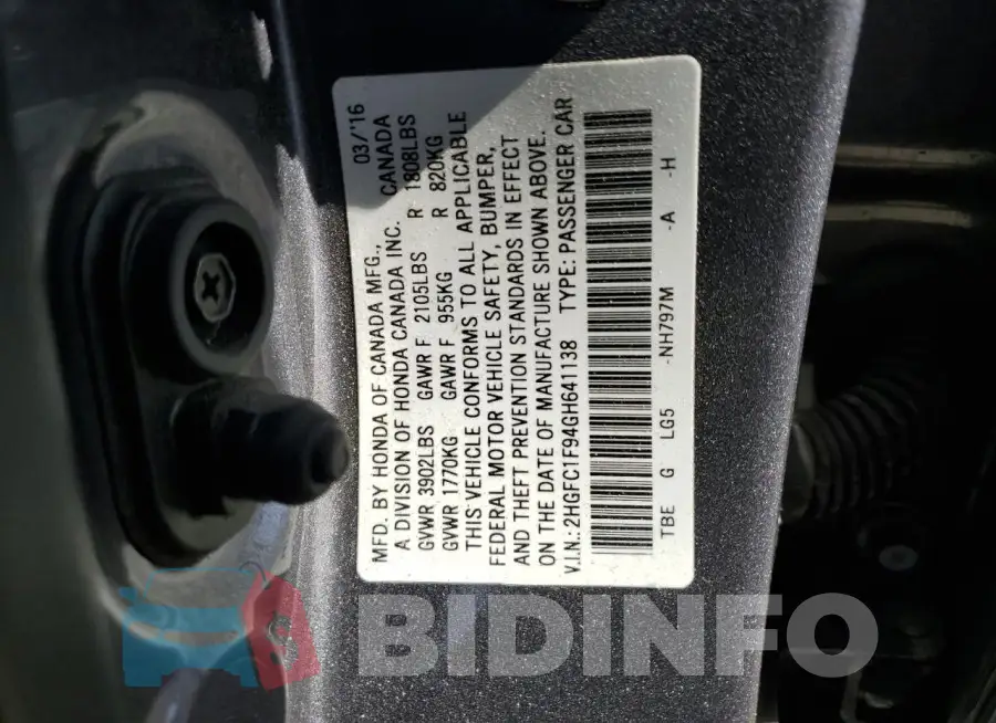 2HGFC1F94GH641138 Photo# 13