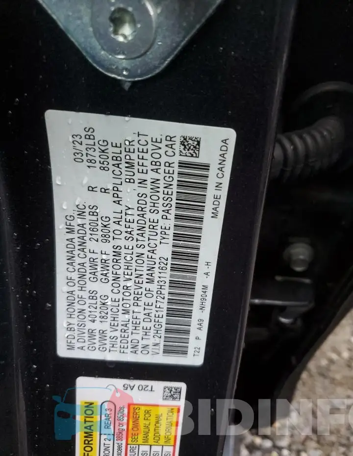 2HGFE1F72PH311622 Photo# 12