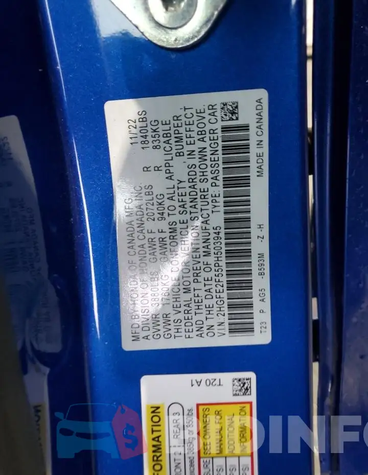 2HGFE2F55PH503945 Photo# 12