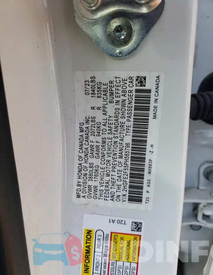 2HGFE2F55PH565796 Photo# 12