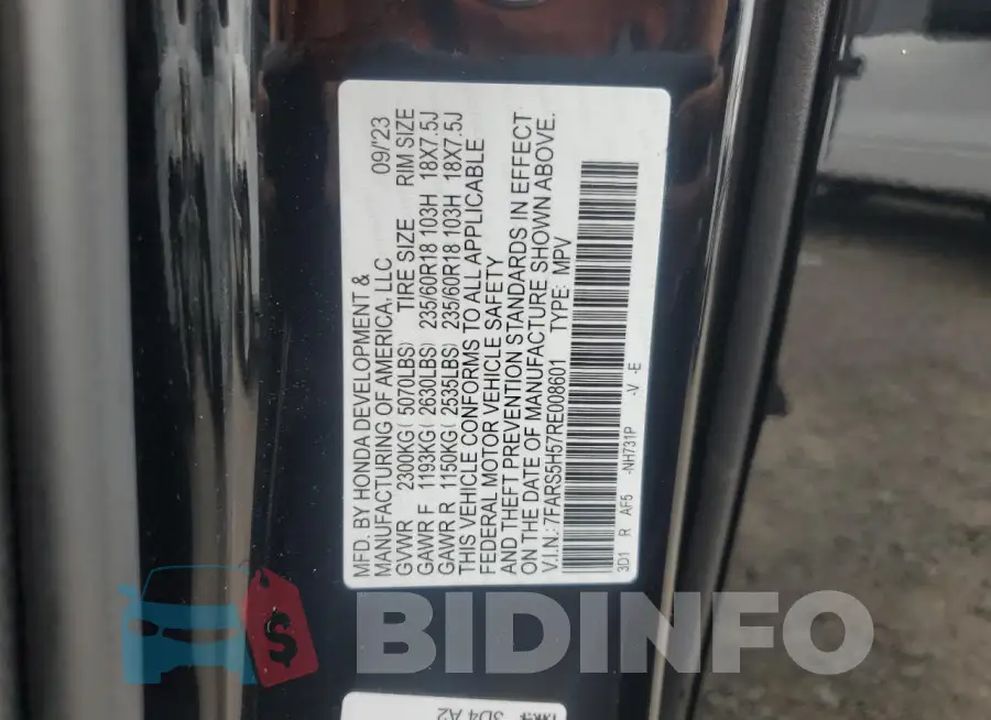 7FARS5H57RE008601 Photo# 13