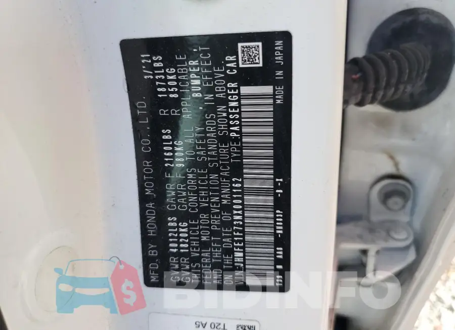 JHMFE1F73NX001162 Photo# 13