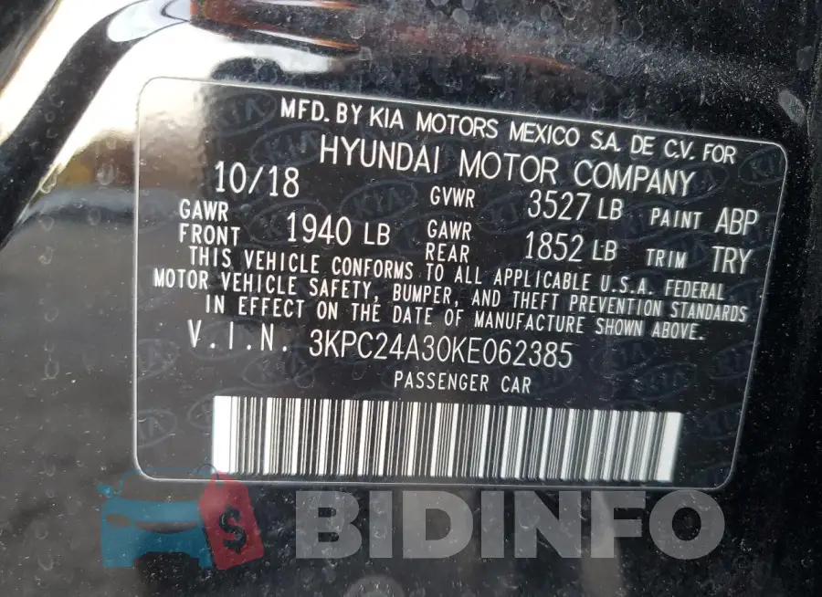 3KPC24A30KE062385 Photo# 12