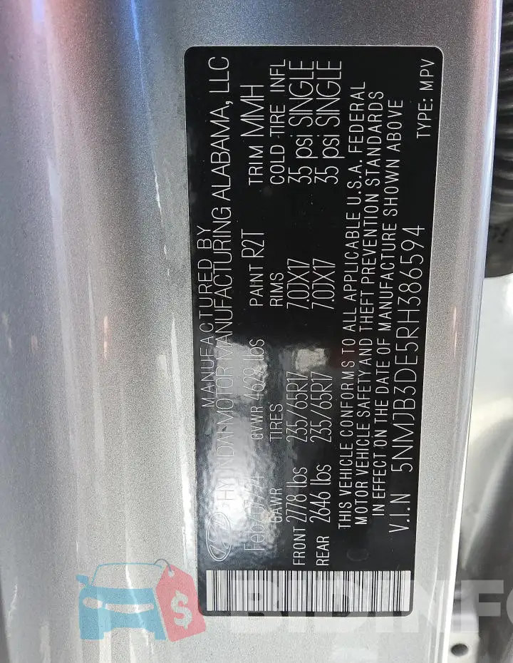 5NMJB3DE5RH386594 Photo# 13
