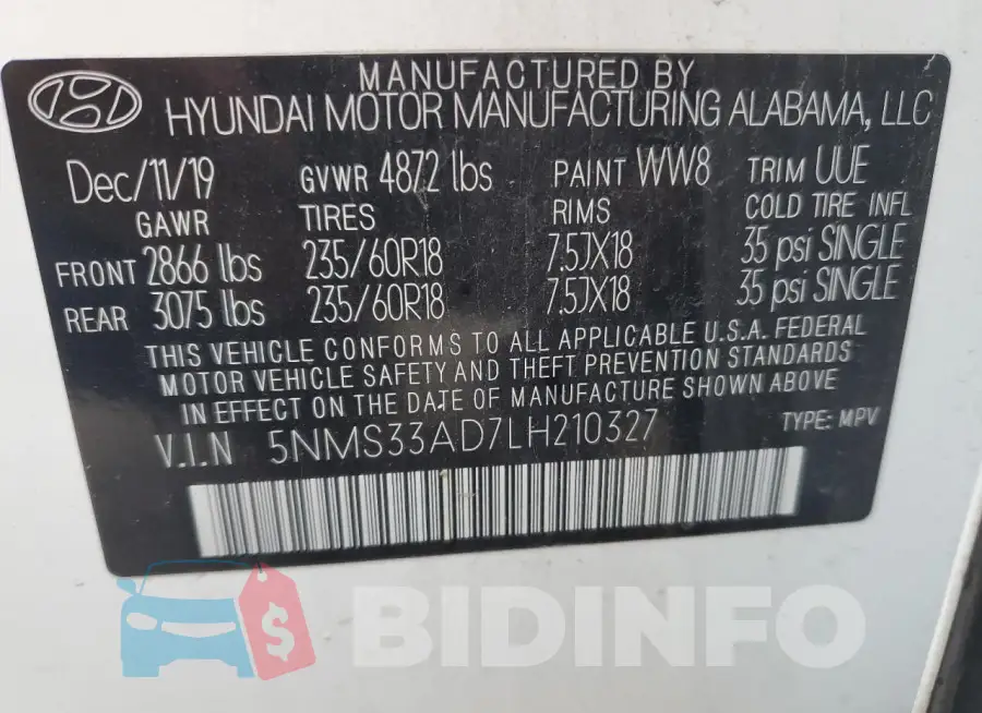 5NMS33AD7LH210327 Photo# 14