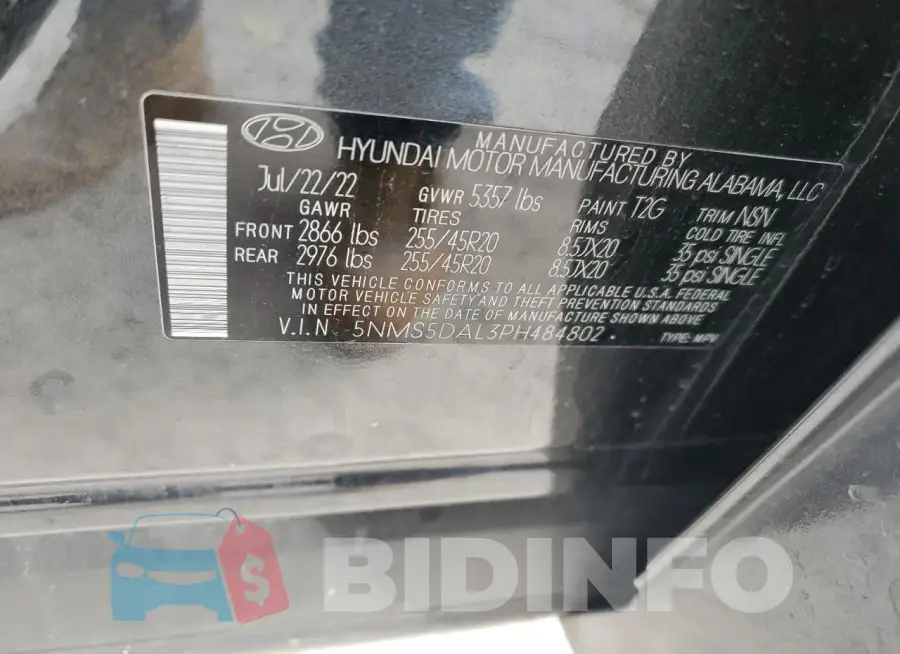 5NMS5DAL3PH484802 Photo# 13
