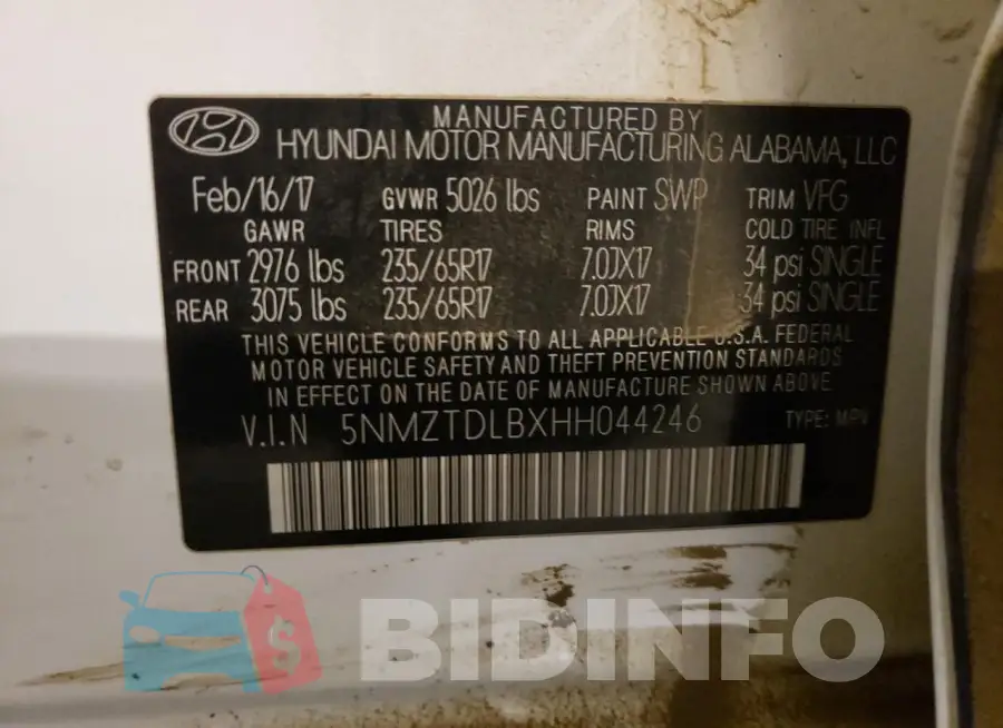 5NMZTDLBXHH044246 Photo# 13