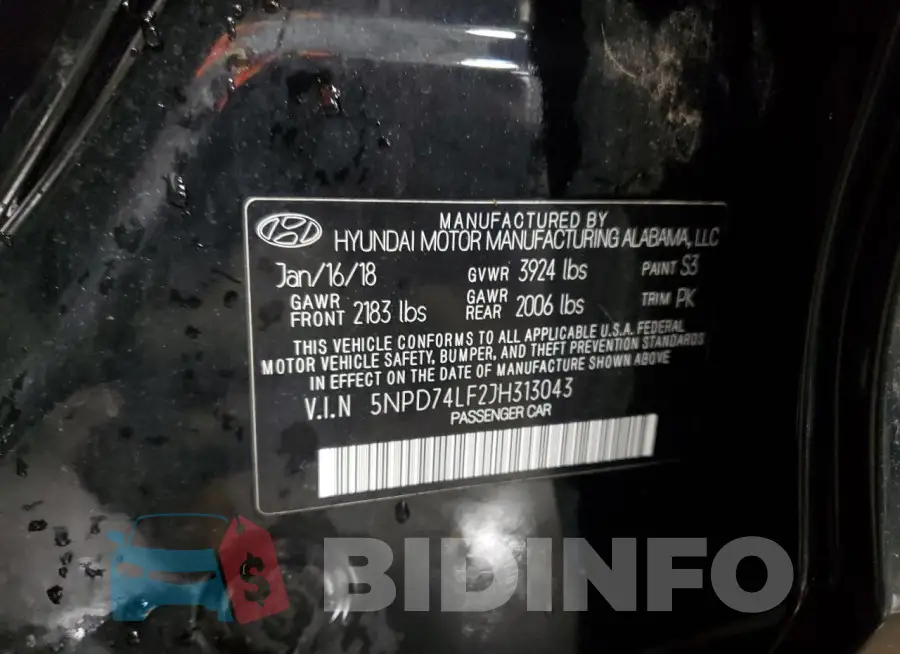 5NPD74LF2JH313043 Photo# 13