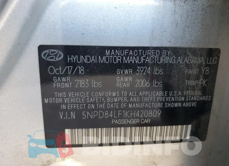 5NPD84LF1KH420809 Photo# 13