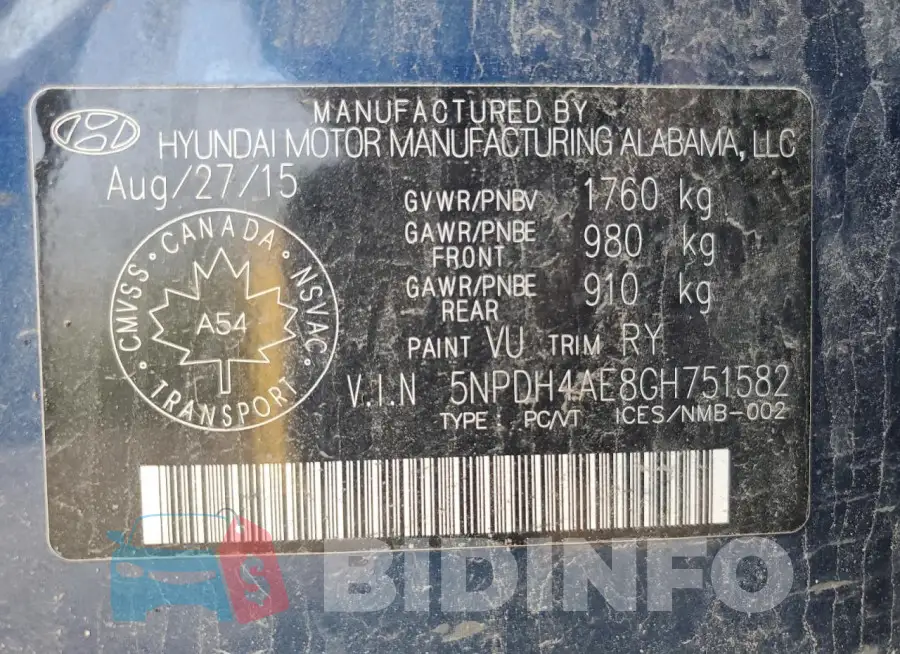 5NPDH4AE8GH751582 Photo# 12