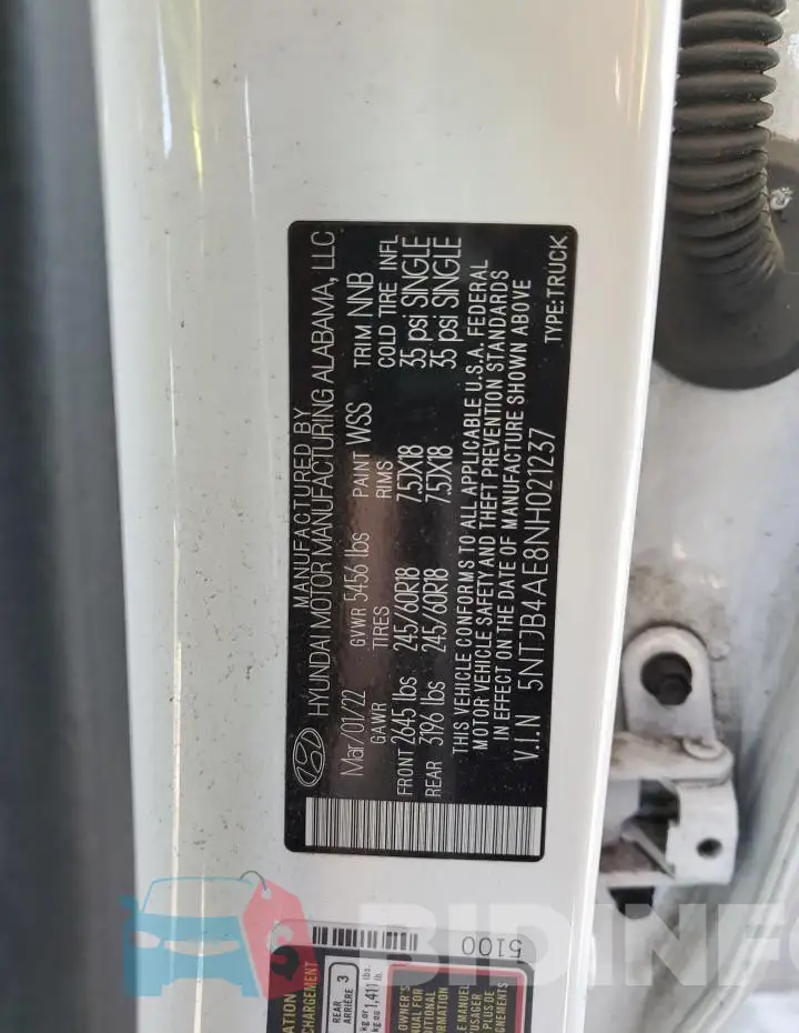 5NTJB4AE8NH021237 Photo# 13