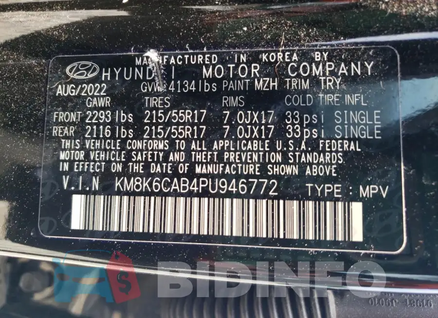 KM8K6CAB4PU946772 Photo# 13