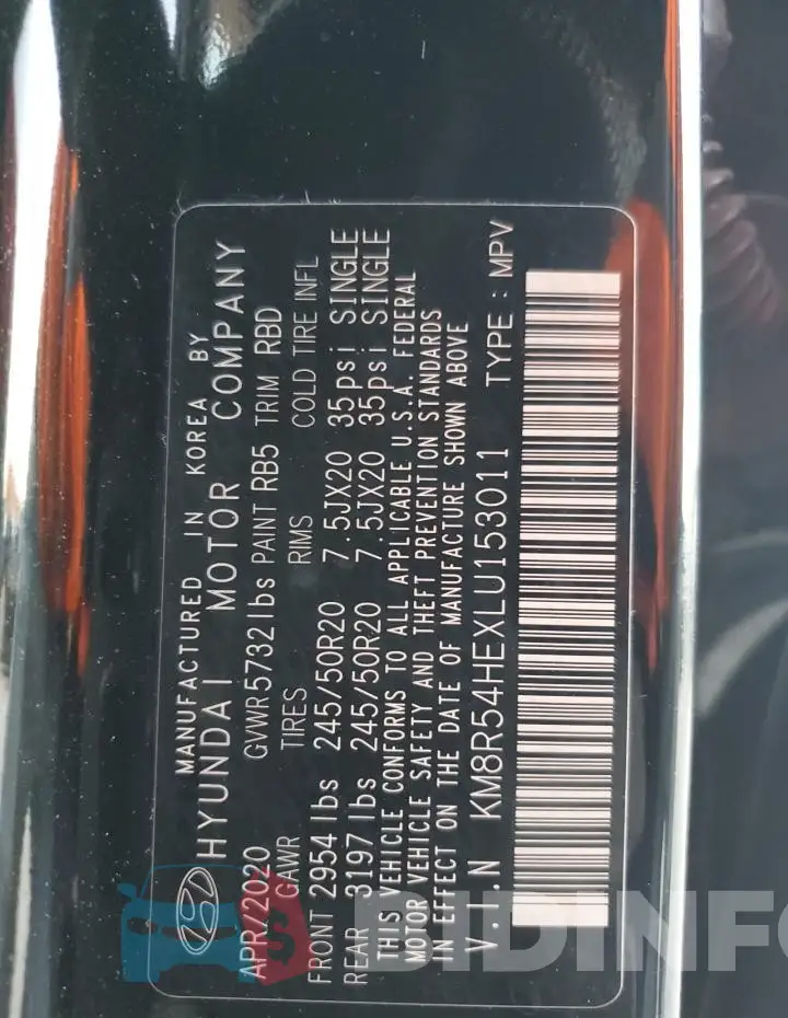 KM8R54HEXLU153011 Photo# 14