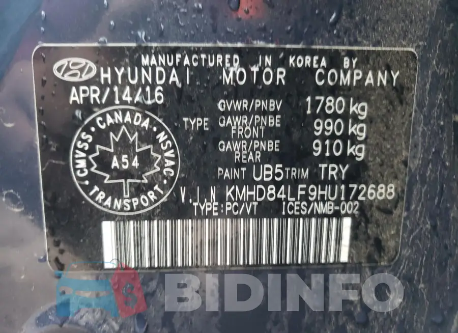 KMHD84LF9HU172688 Photo# 13