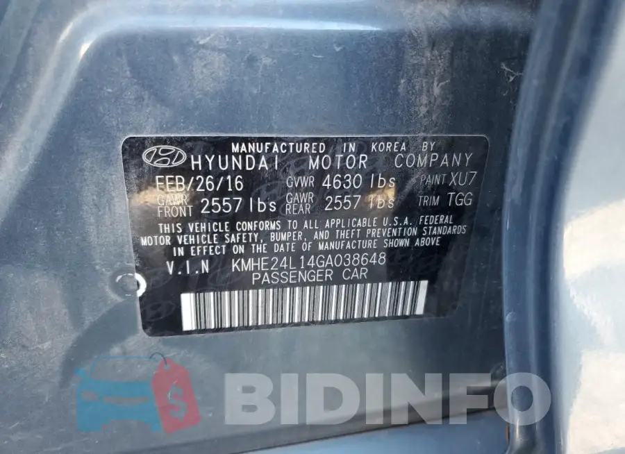 KMHE24L14GA038648 Photo# 12