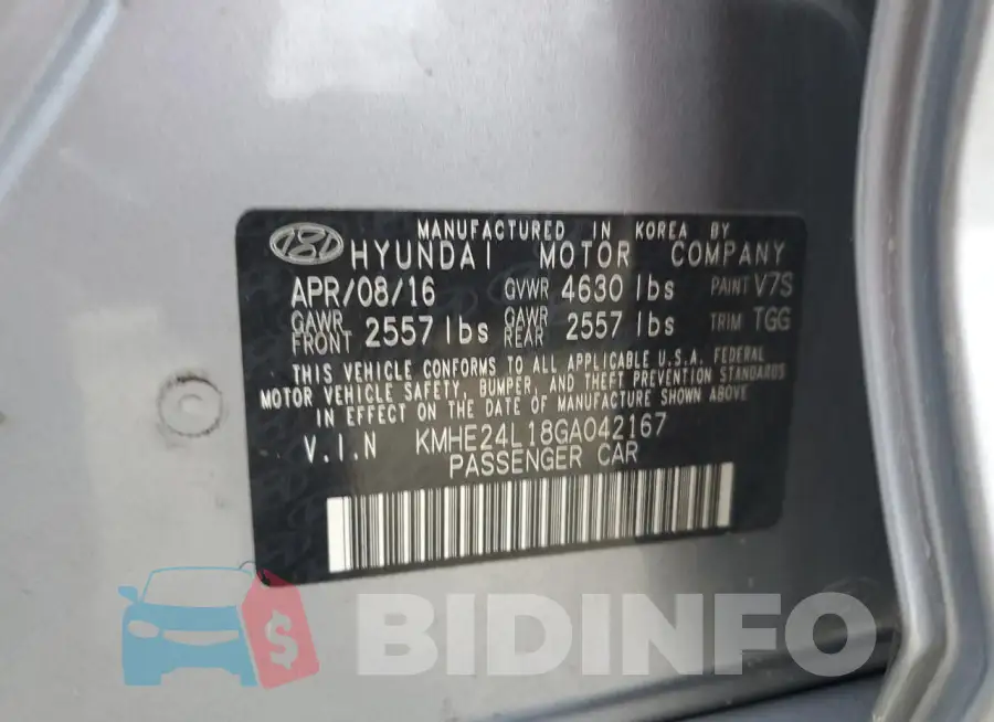 KMHE24L18GA042167 Photo# 13