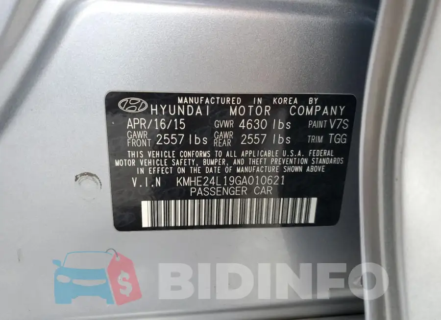 KMHE24L19GA010621 Photo# 12