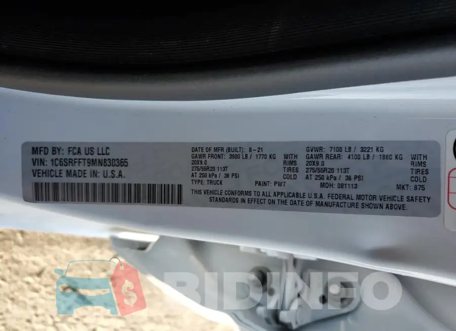 1C6SRFFT9MN830365 Photo# 13