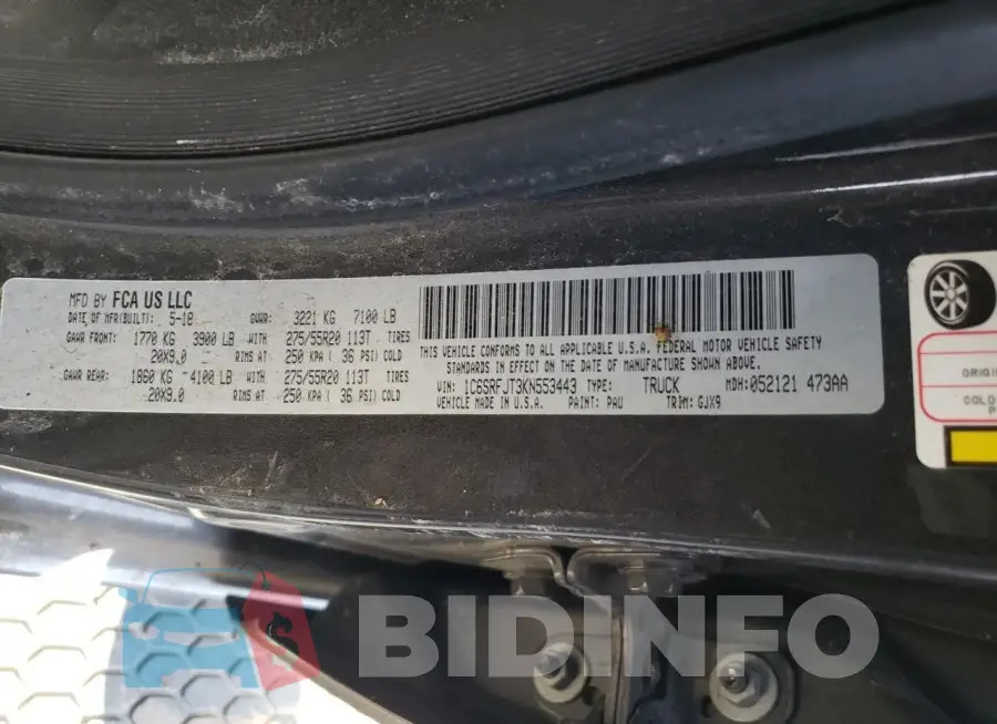 1C6SRFJT3KN553443 Photo# 12