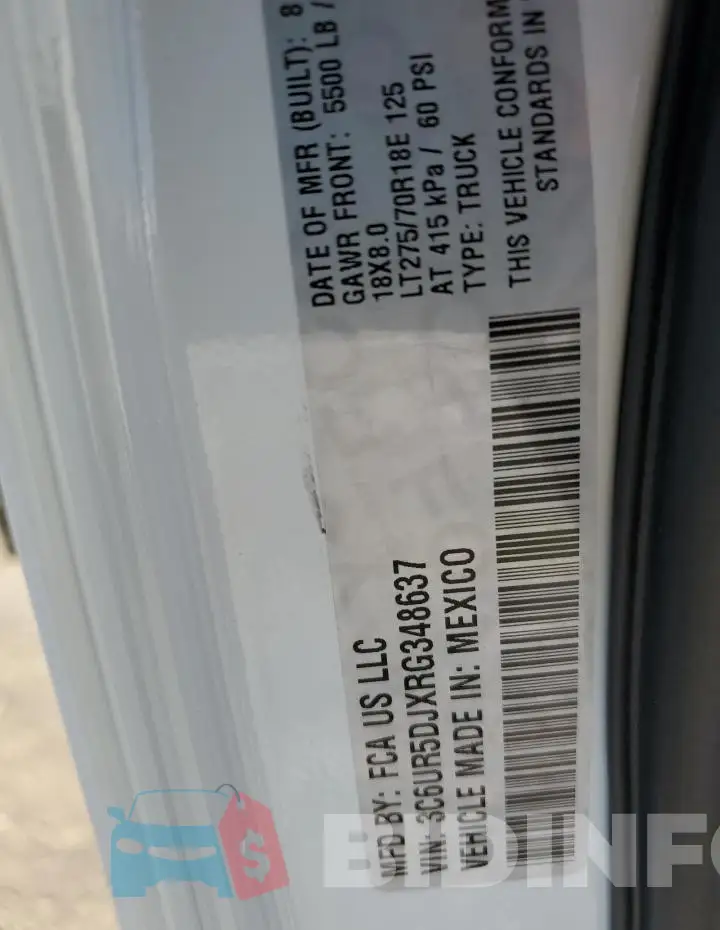 3C6UR5DJXRG348637 Photo# 13