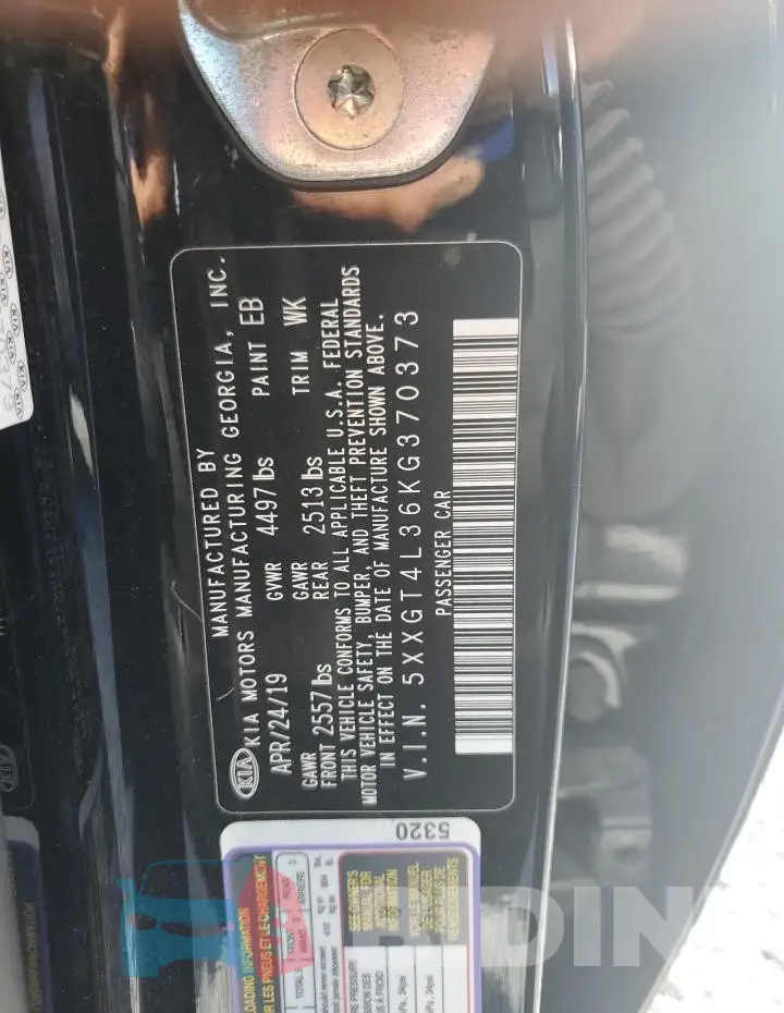 5XXGT4L36KG370373 Photo# 12