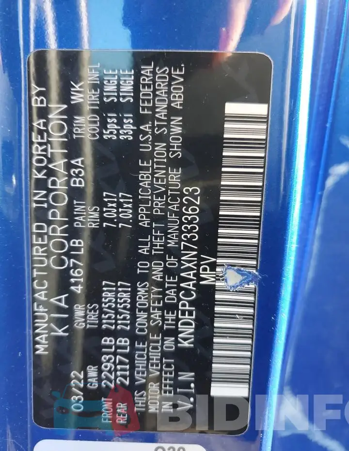KNDEPCAAXN7333623 Photo# 14