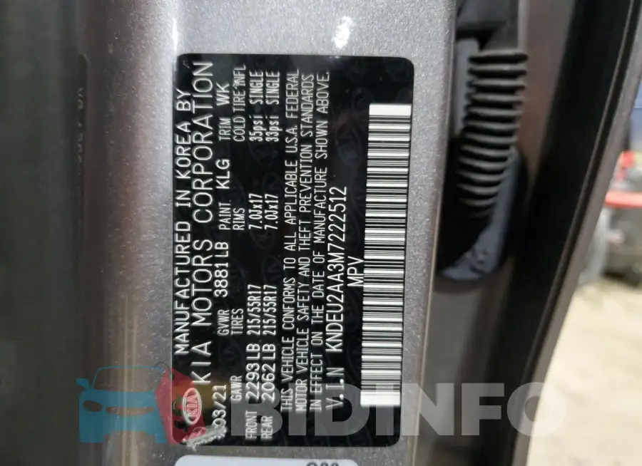 KNDEU2AA3M7222512 Photo# 13