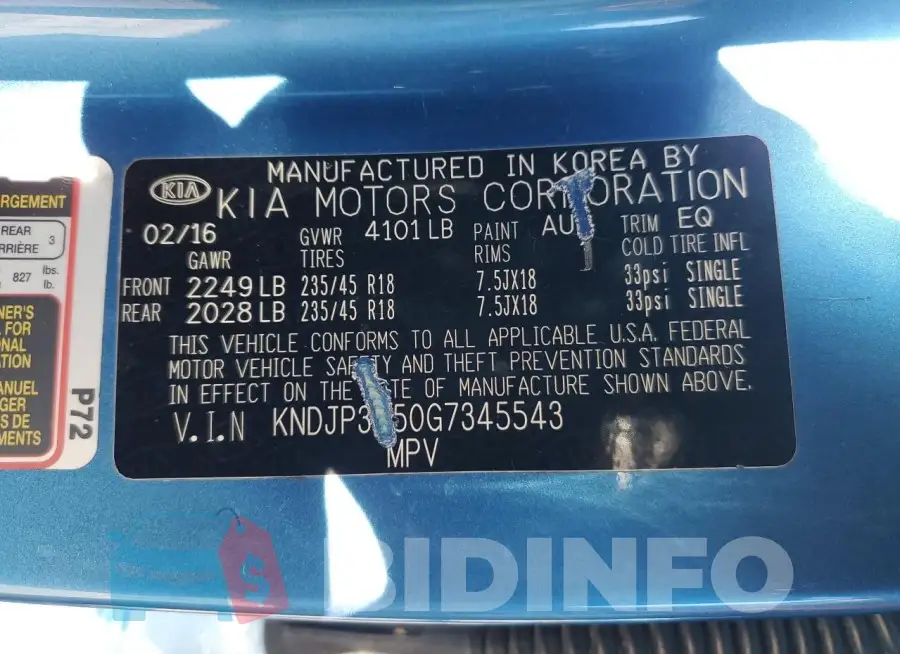 KNDJP3A50G7345543 Photo# 12