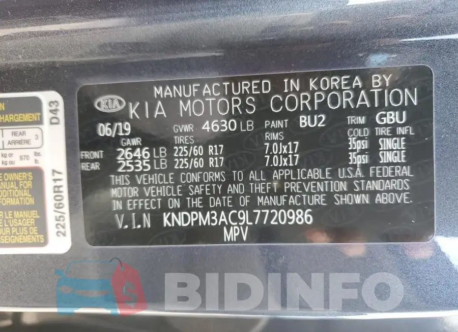 KNDPM3AC9L7720986 Photo# 13
