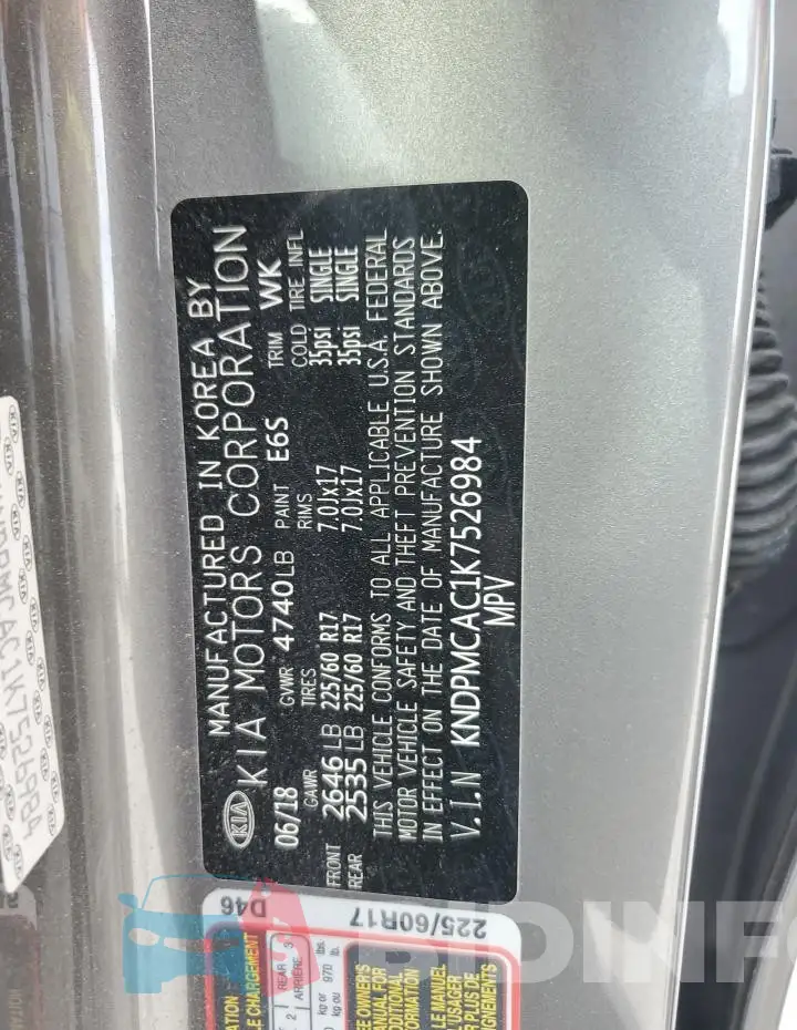 KNDPMCAC1K7526984 Photo# 13