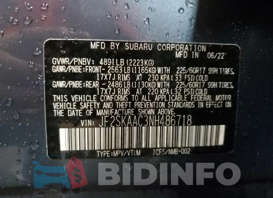JF2SKAAC3NH486718 Photo# 13