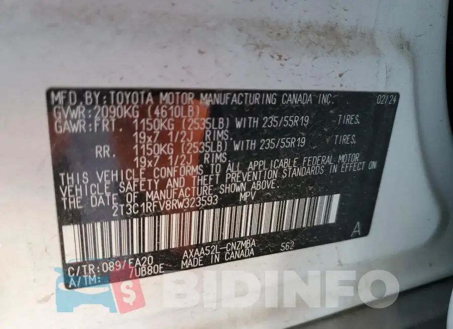 2T3C1RFV8RW323593 Photo# 13