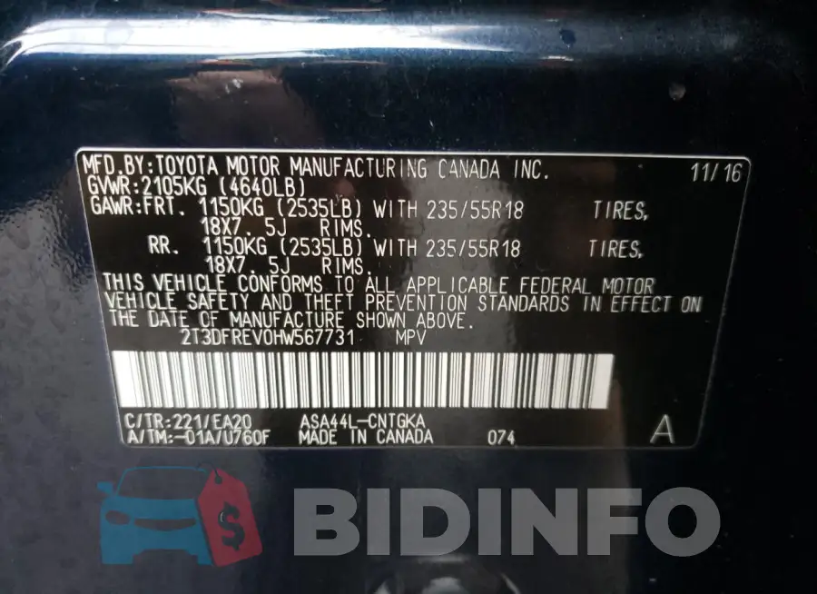 2T3DFREV0HW567731 Photo# 14