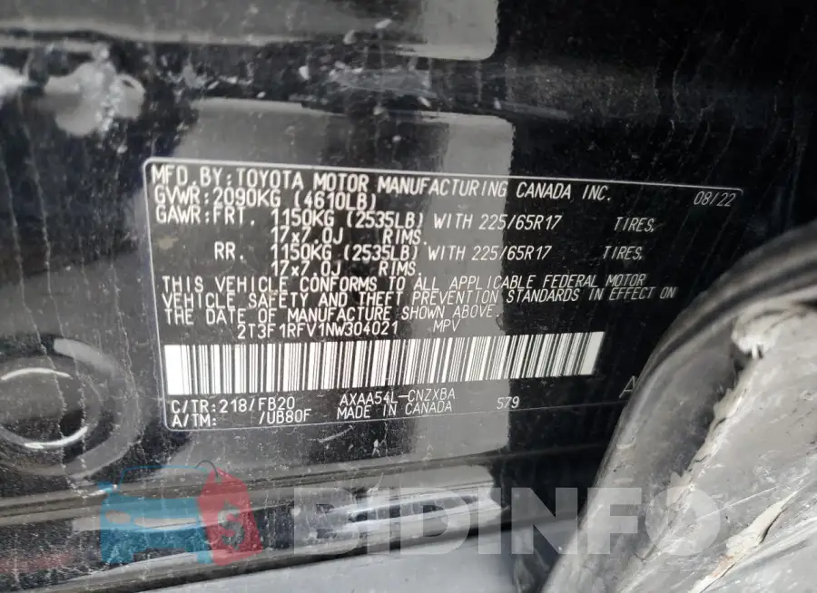 2T3F1RFV1NW304021 Photo# 14