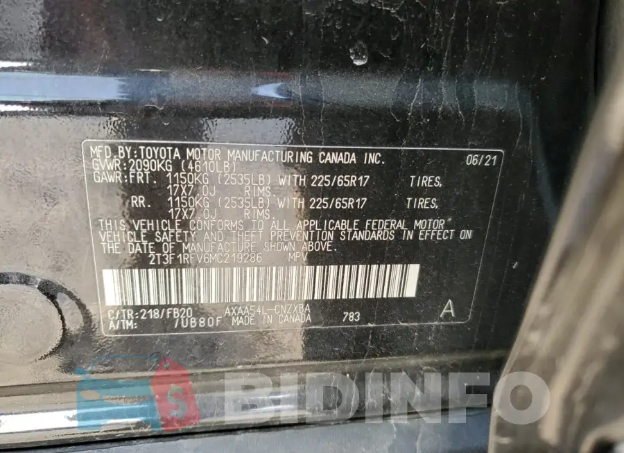 2T3F1RFV6MC219286 Photo# 13