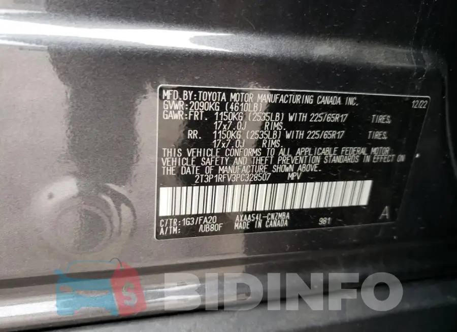 2T3P1RFV3PC328507 Photo# 13