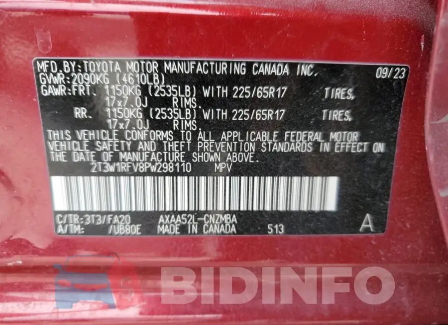 2T3W1RFV8PW298110 Photo# 13