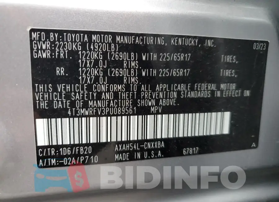 4T3MWRFV3PU089561 Photo# 13