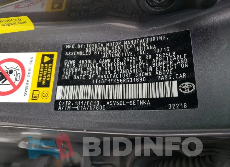 4T4BF1FK5GR531690 Photo# 12