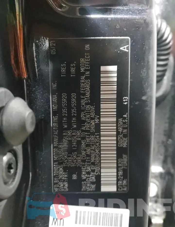 5TDDZRBH5MS543541 Photo# 14