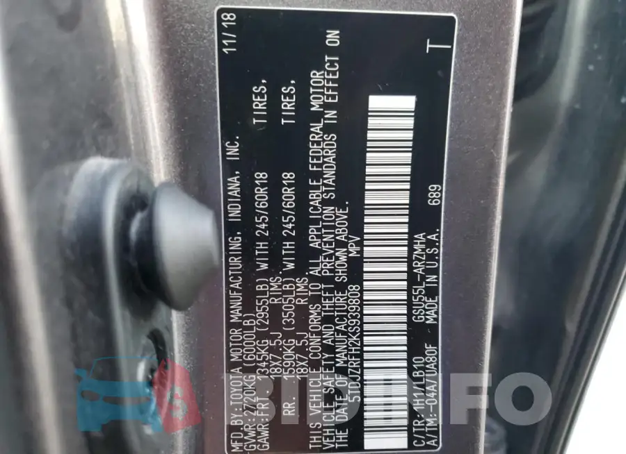 5TDJZRFH2KS939808 Photo# 13