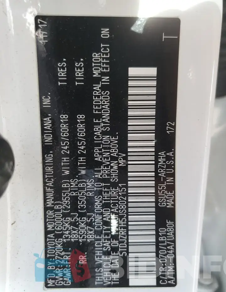 5TDJZRFH5JS802151 Photo# 13