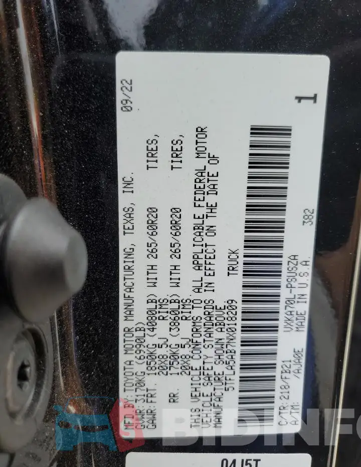 5TFLA5AB7NX018209 Photo# 12