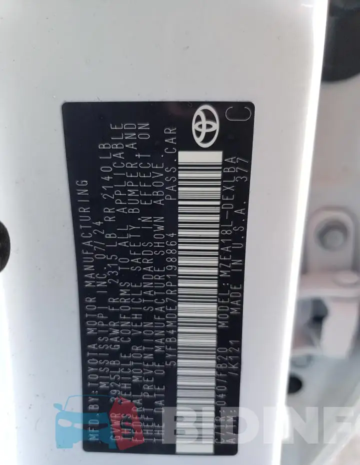 5YFB4MDE7RP198864 Photo# 13