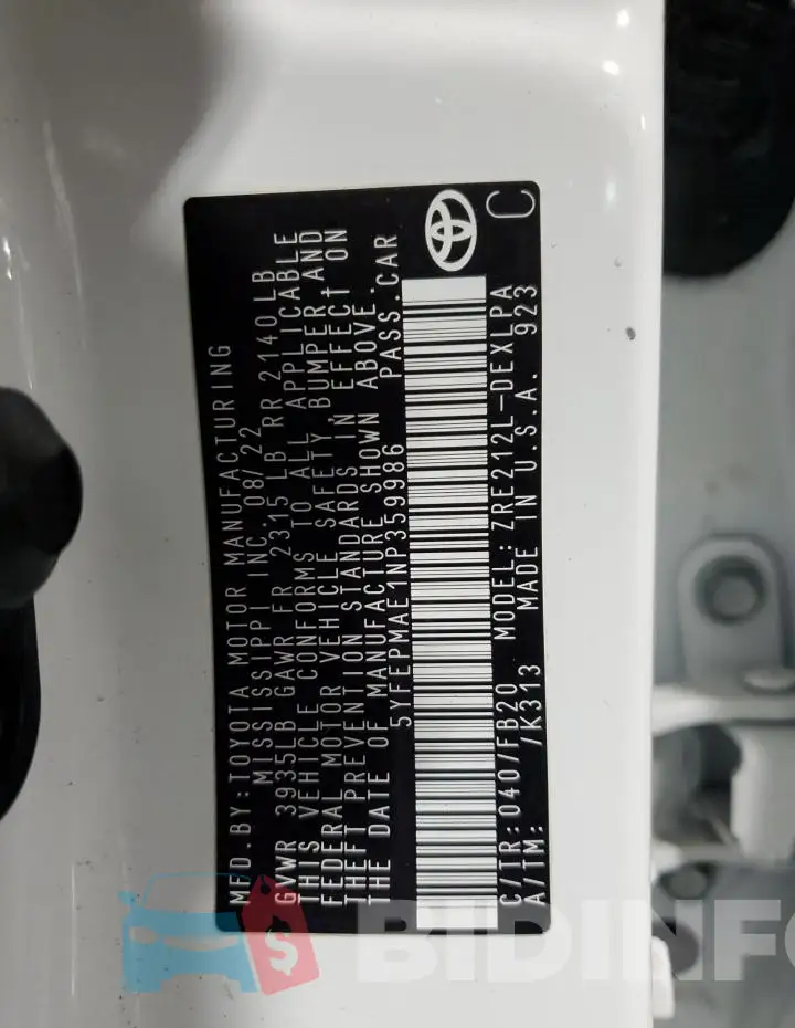 5YFEPMAE1NP359986 Photo# 12