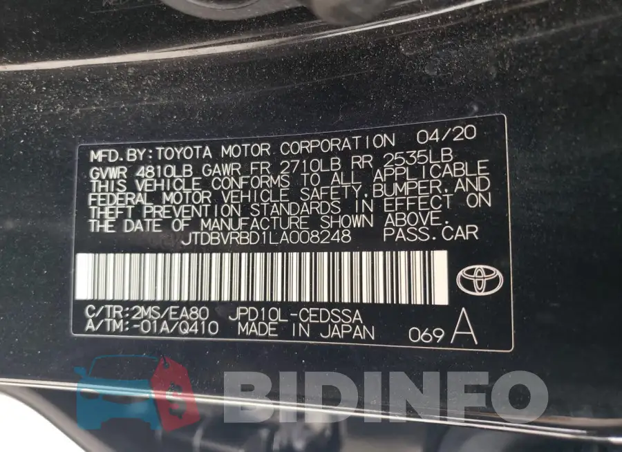 JTDBVRBD1LA008248 Photo# 12