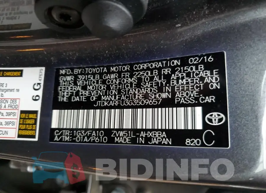 JTDKARFU3G3509657 Photo# 12