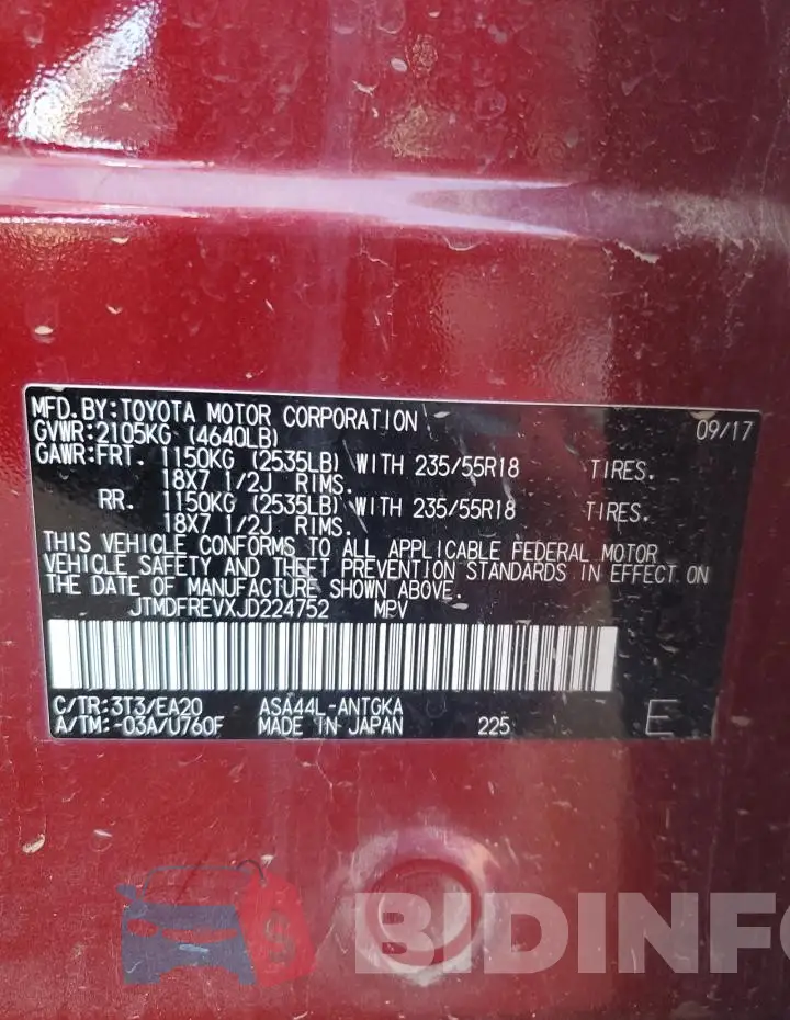 JTMDFREVXJD224752 Photo# 13