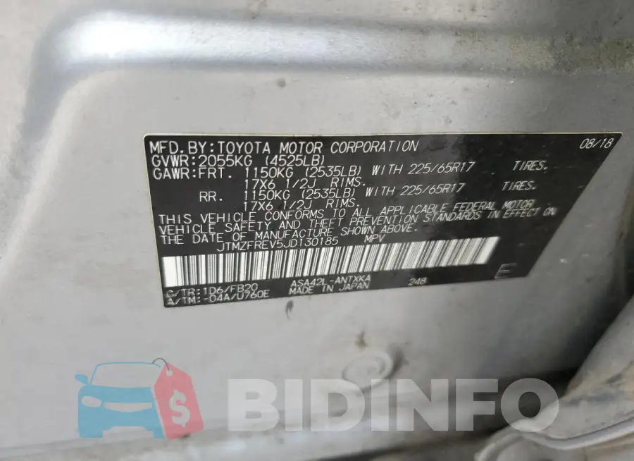JTMZFREV5JD130185 Photo# 13