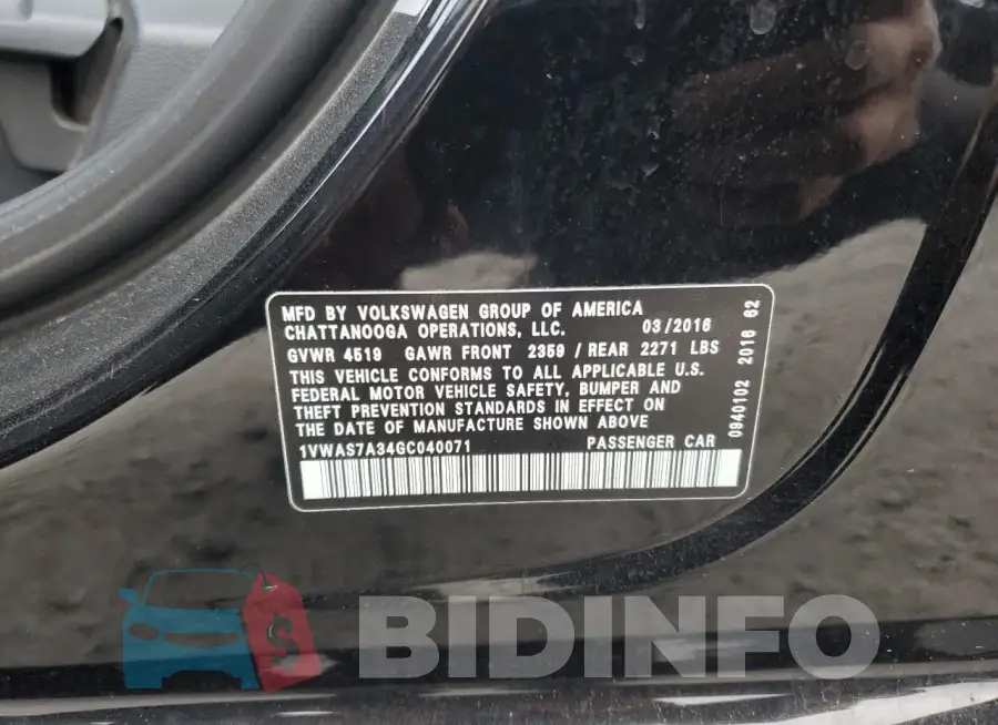 1VWAS7A34GC040071 Photo# 12